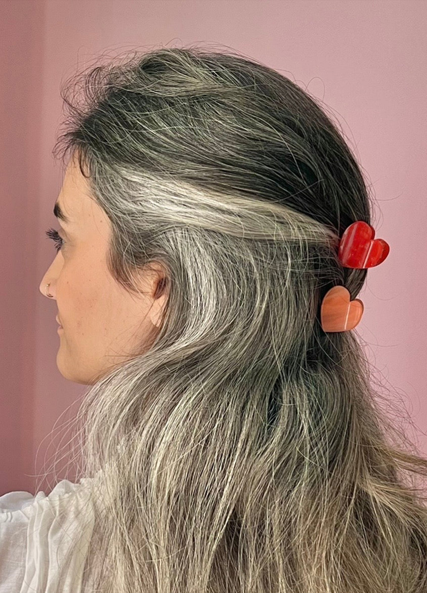 迷你粉紅愛心髮抓夾